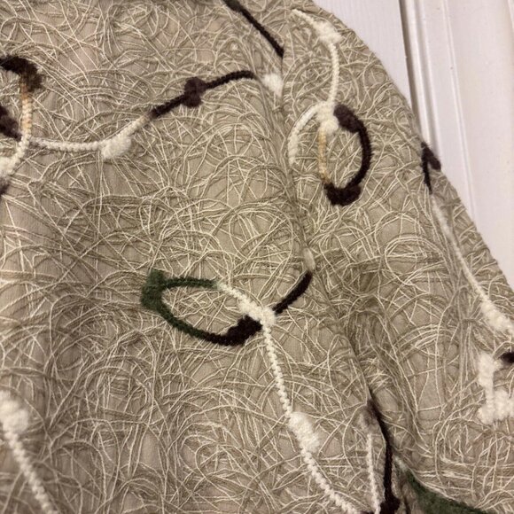 Anthropologie RYU Coat Tan Crochet Overlay Front Large Button Size Small Lined - Picture 15 of 15